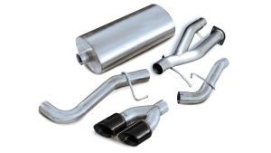 Cadillac Escalade Performance Exhaust - Single Side - CORSA Performance - Cat-Back w/ Twin 4in Black Pro-Series Tips - Black - `02-`06